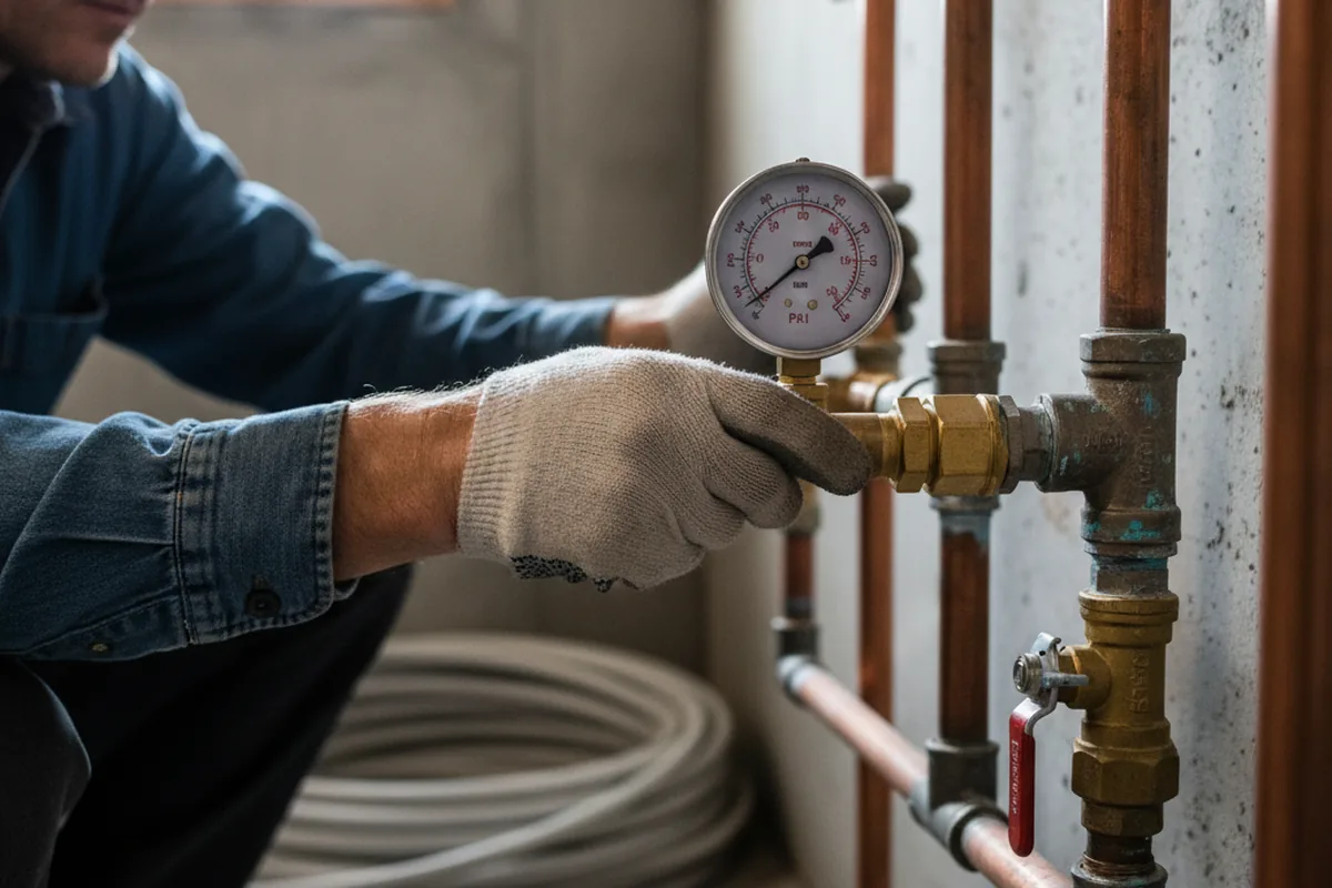 Pressure testing a repaired line during Water Line Repair in Boutte
